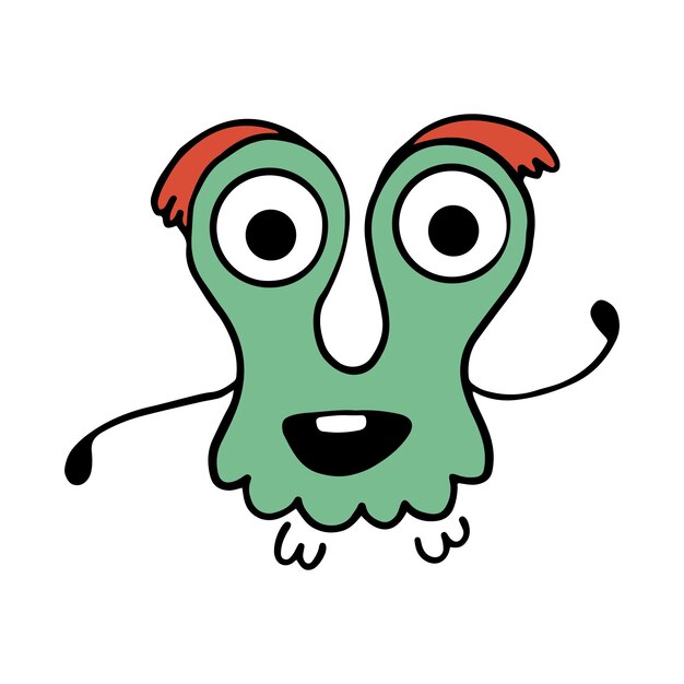 Cute and Funny Monster Cartoon Illustration Isolated In White Background