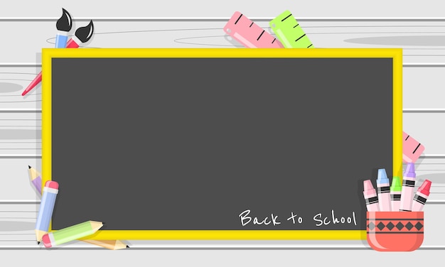 Cute Back To School background with blackboard and copy space area