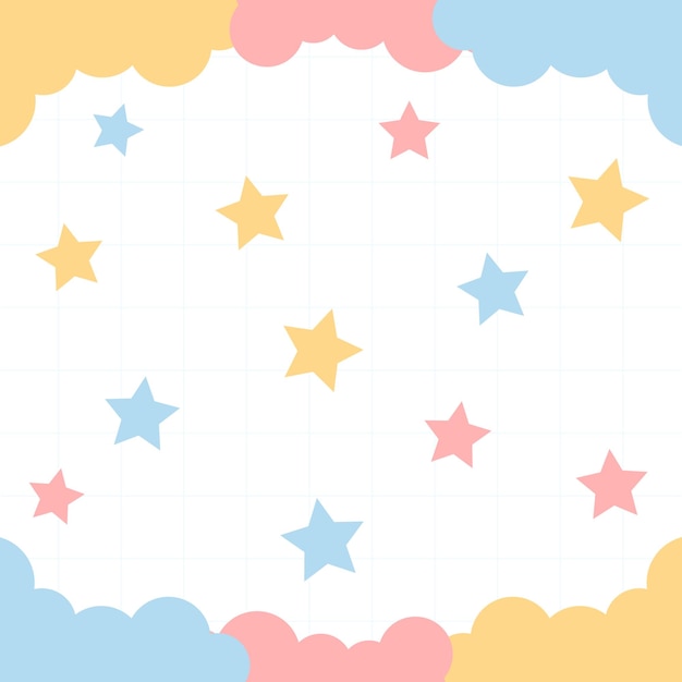 Cute background with stars and clouds Vector