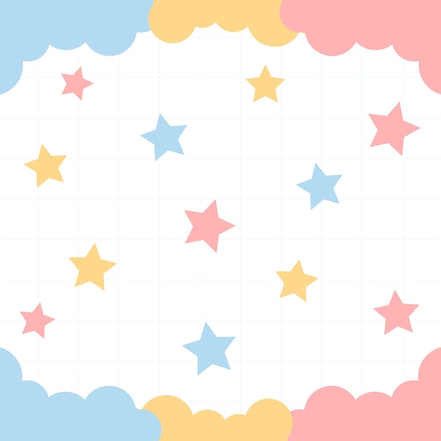 Cute background with stars and clouds Vector