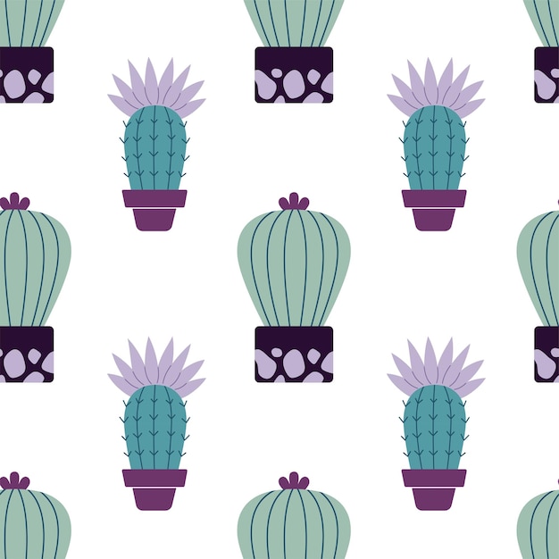 Cute cacti in boho style Cactus seamless pattern Trendy boho background Cacti fabric print design Succulent textile