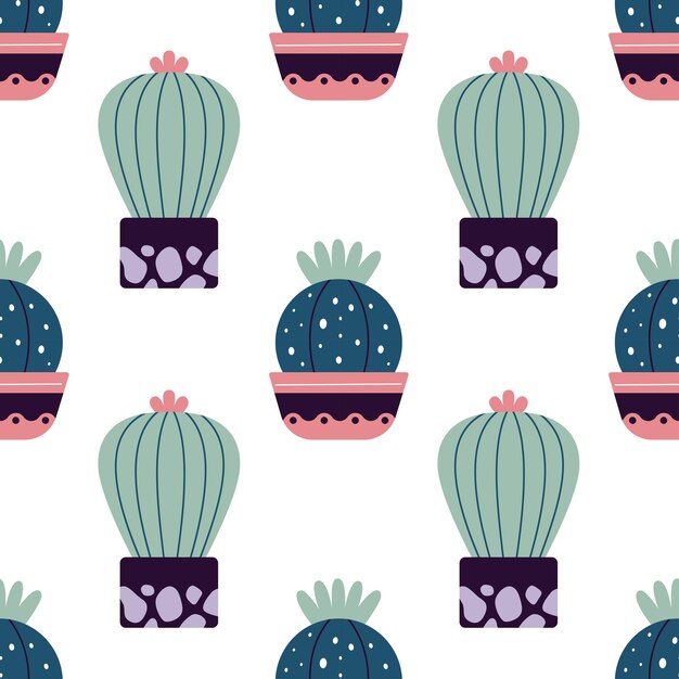 Cute cacti in boho style Cactus seamless pattern Trendy boho texture Cacti fabric print design Succulent textile