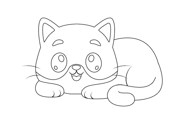 cute cat sitting outline vector