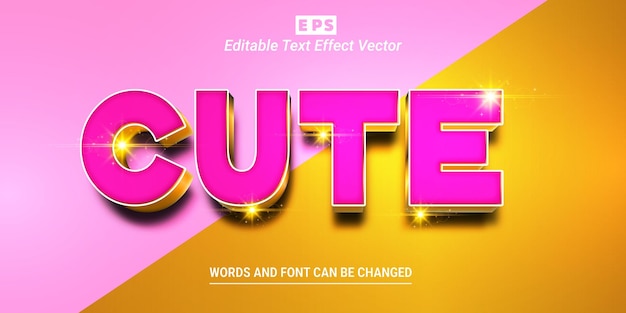 Cute Editable Text Effect Golden Color Vector