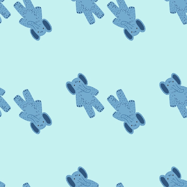 cute elephant toy seamless pattern funny child playthings in doodle style hand drawn texture for fabric wallpaper textile print title wrapping paper vector illustration