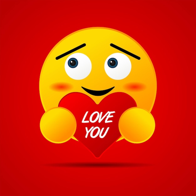 cute emoticon fall in love with the words love you