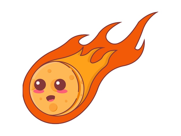 cute falling meteor space element illustration