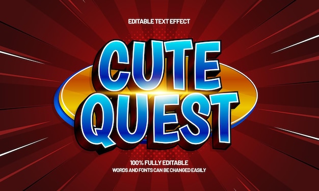 cute quest editable text effect with a game and kids text style