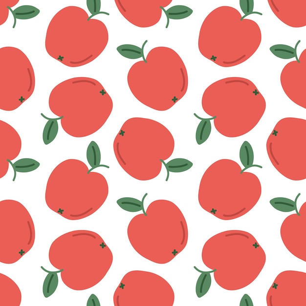 Cute red apple seamless pattern template for packaging postcard textile printing wallpaper childish