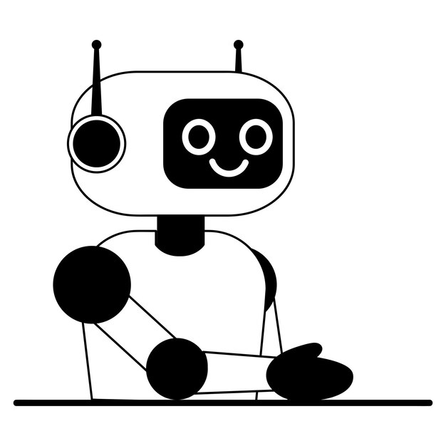 Cute robot extending his hand