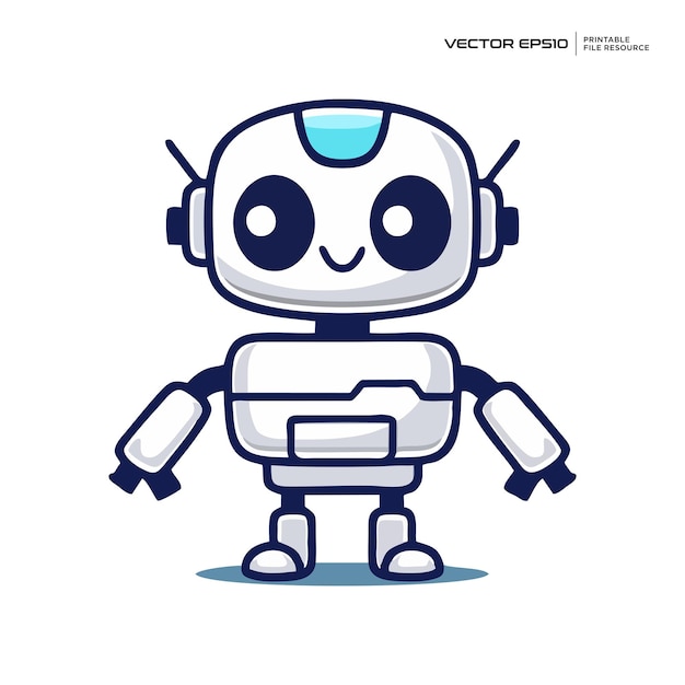 cute robot futuristic character mascot logo design illustration eps 10