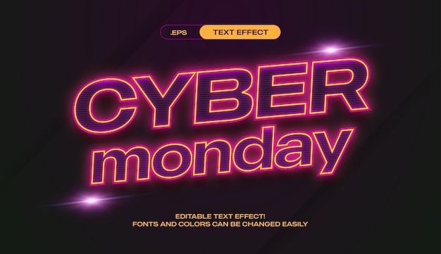 Cyber Monday Glowing Text Effect EPS format editable template