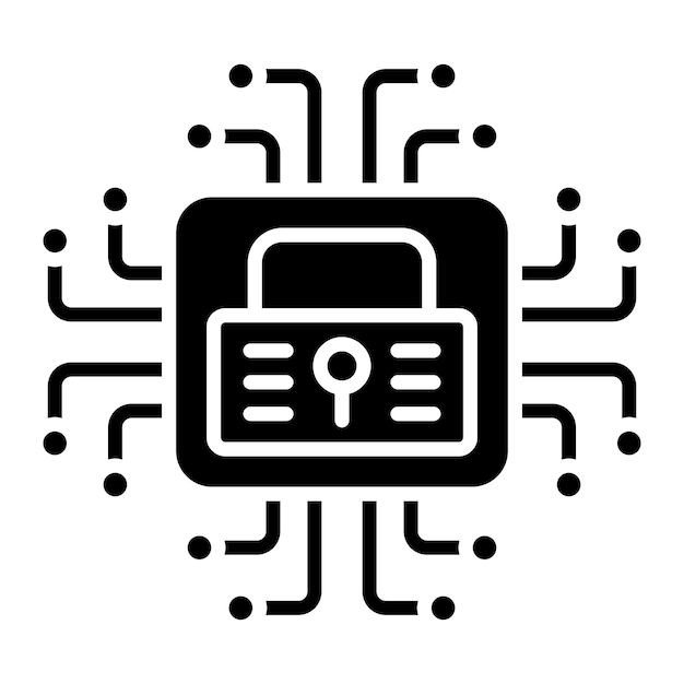 Cyber Security Glyph Solid Black Illustration