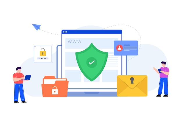 Cyber security in flat editable vector design