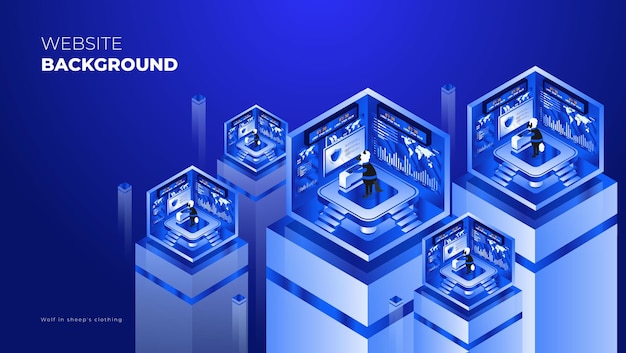 cyber security isometric landing page