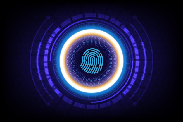 Cyber security technology concept fingerprint scanning futuristic hitech style