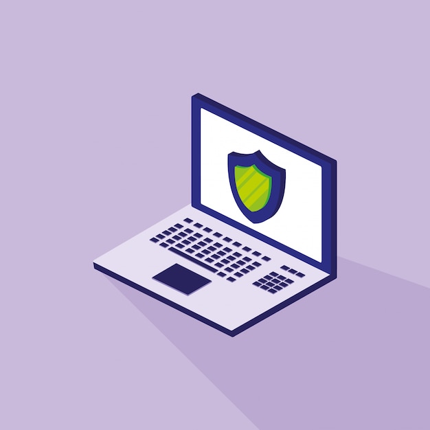 cyber security with laptop and shield