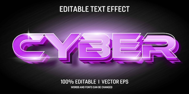 cyber vector 3d text effect with modern style design