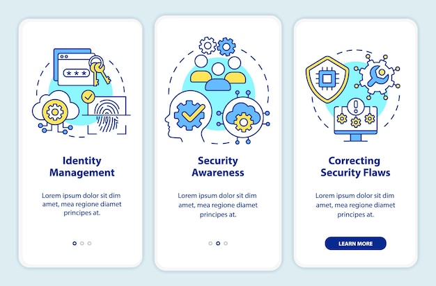 Cybersecurity risk management onboarding mobile app screen