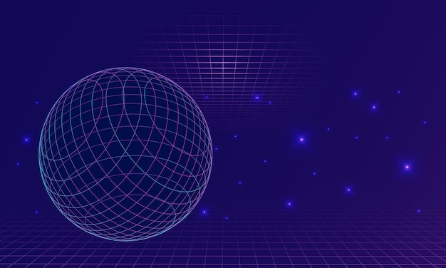 Cyberspace background with stars and planet meta verse Vector illustration
