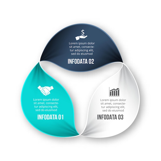 cycle diagram with 3 options or steps. slide for infographic business presentation.