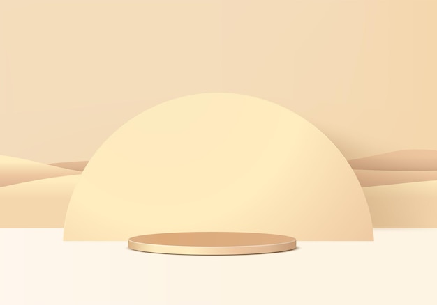 cylinder abstract minimal scene with crystal glass platform. background vector 3d rendering with podium. stand to show cosmetic product display. stage display on pedestal 3d in gold studio background
