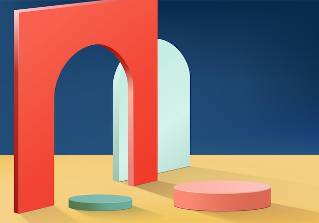 cylinder abstract minimal scene with geometric platform.