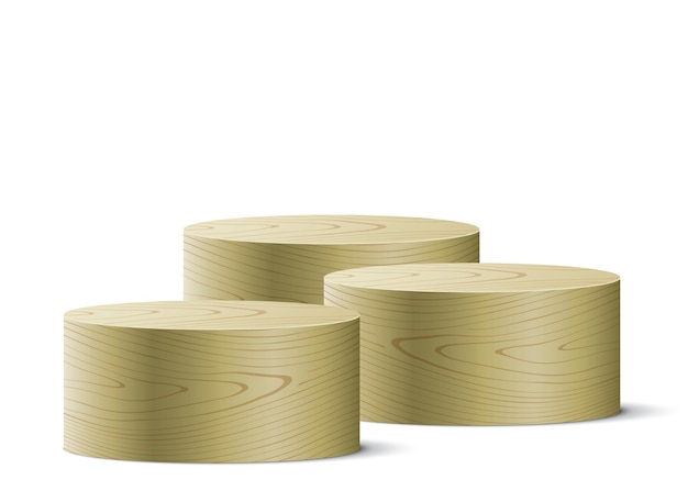 Cylinder shape wooden podiums isolated on a white background vector illustration