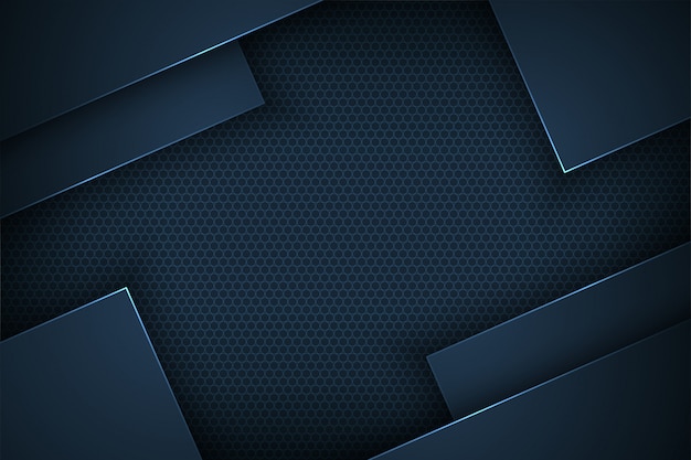 dark blue abstract vector background with overlapping characteristics.