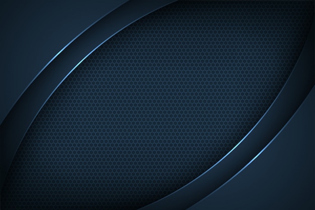 dark blue abstract vector background with overlapping characteristics.