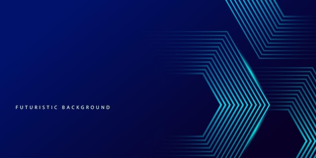 Dark blue background with hexagon geometric lines pattern Abstract shiny hexagon lines Futuristic technology concept