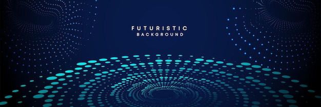 Dark blue digital technology banner gradient web background halftone circle frame geometric backdrop