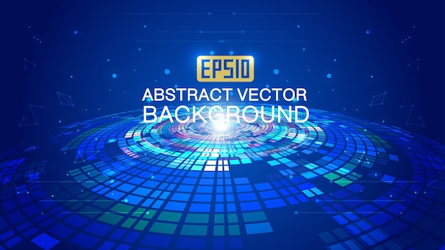 Dark blue spiral wheel big data technology vector background