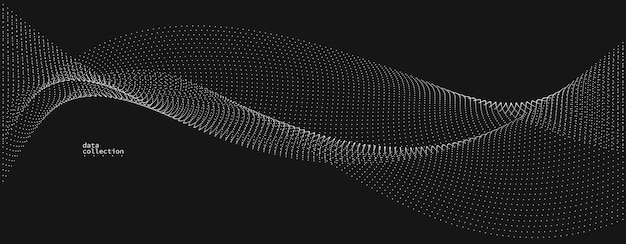 Dark grey airy particles flow vector design abstract background with wave of flowing dots array digital futuristic illustration nano technology theme