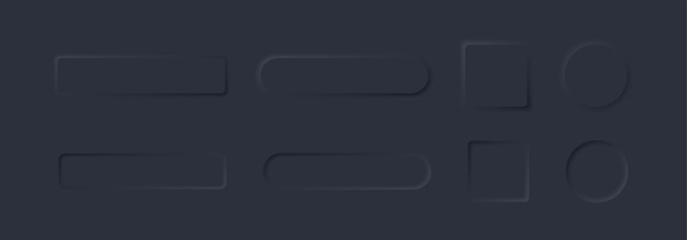 dark neumorphism button design set. neumorphic buttons collection. vector collection. neomorphism vector. buttons template. user interface. vector graphic. eps 10