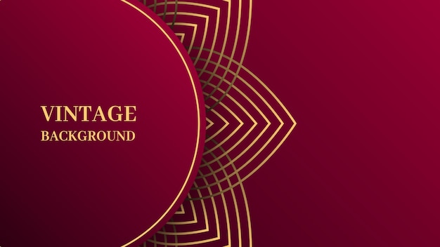 Dark red gradient abstract background with gold mandala pattern Ethnic pattern ornament