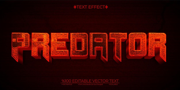 Dark Red Predator Editable Vector 3D Text Effect