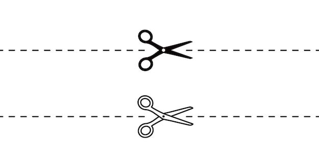 dashed perforated seamless path with scissors icon dash cutout line sale coupone crop border vector illustration