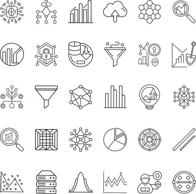 data analysis charts graphs networks security visualization icons