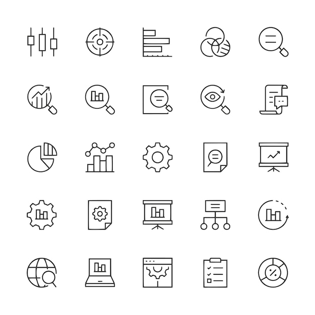 Data Analysis Line Icon Set