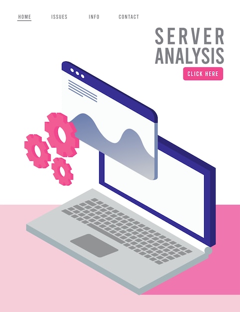 Data analysis technology with laptop and webpage template.