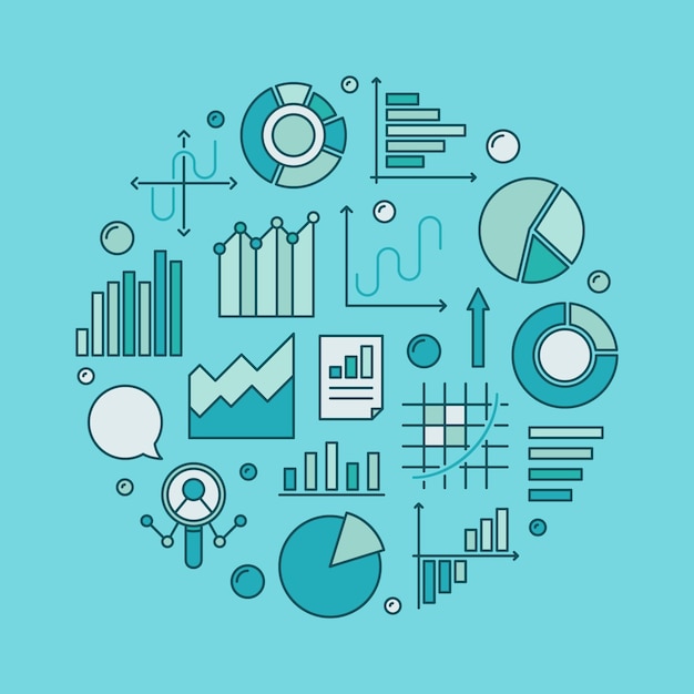 Data analytics circular vector creative illustration or banner
