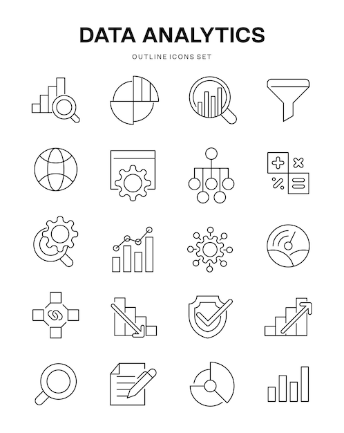 data analytics development web icon outline icons collection