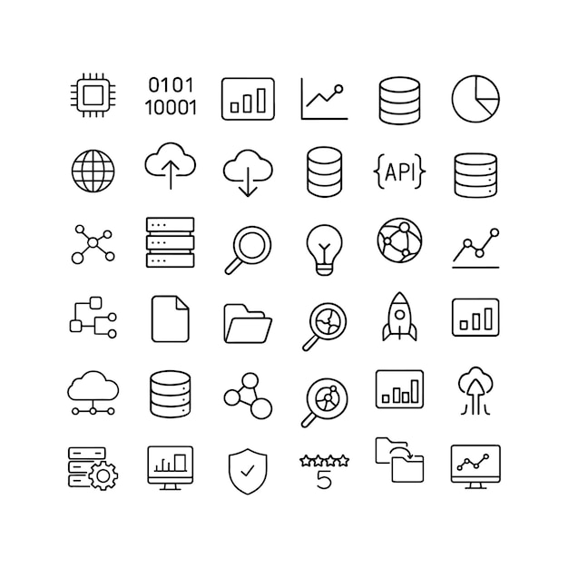data and technology icons for infographics