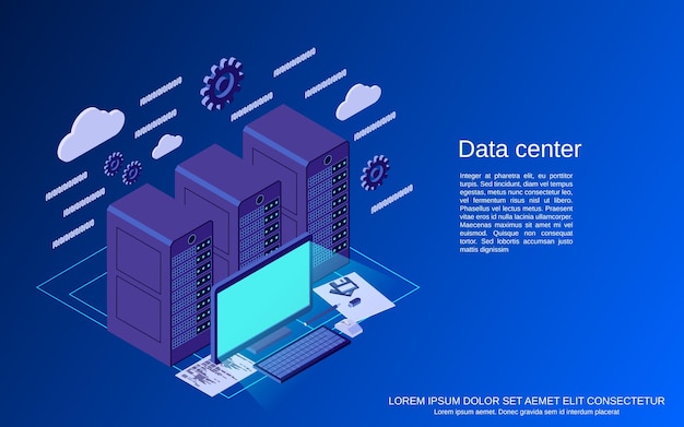 Data center, storage flat isometric  concept illustration