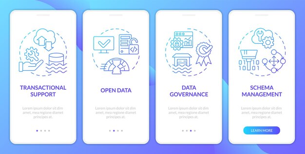 Data lakehouse sininen liukuväri mobiilisovelluksen näyttö