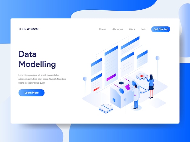 Data Modeling Isometric for Website Page