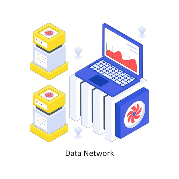 Data Network isometric Colored illustration EPS File stock illustration