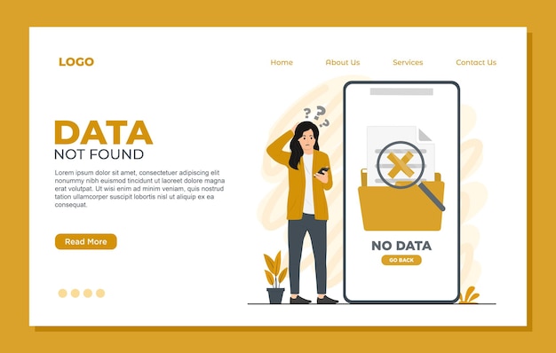 Data Not Found landing page template of no data Modern flat style illustration for website