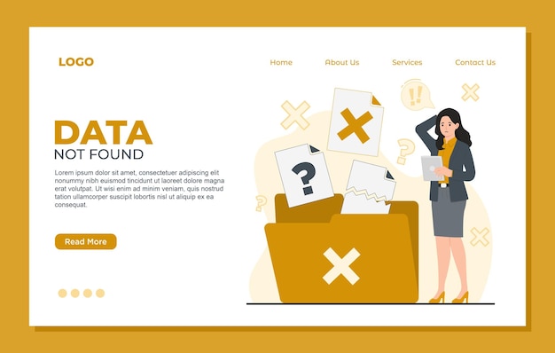 Data Not Found landing page template of no data Modern flat style illustration for website